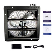 DURAFORCE Black Shutter Exhaust Fan 14 Inch High Speed 1550CFM Wall Mounted W/ 1.7M Power