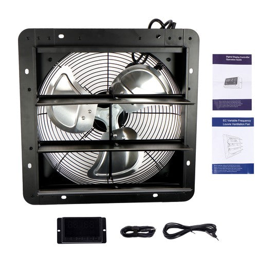 DURAFORCE Black Shutter Exhaust Fan 14 Inch High Speed 1550CFM Wall Mounted W/ 1.7M Power