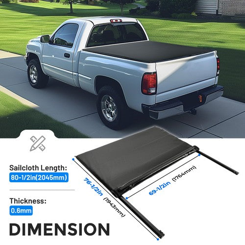 Tonneau Cover 6.5FT Bed Roll Up for GMC Sierra Chevy Silverado 1500 1988-2007