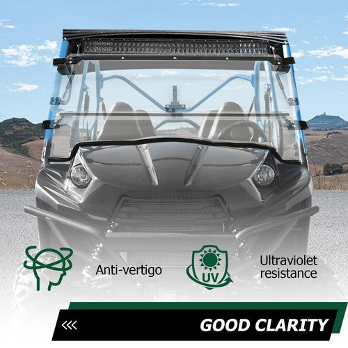 DURAFORCE 2-in-1 Folding Windshield Windscreen For Kawasaki Teryx 4 800/800/4 750 12-15