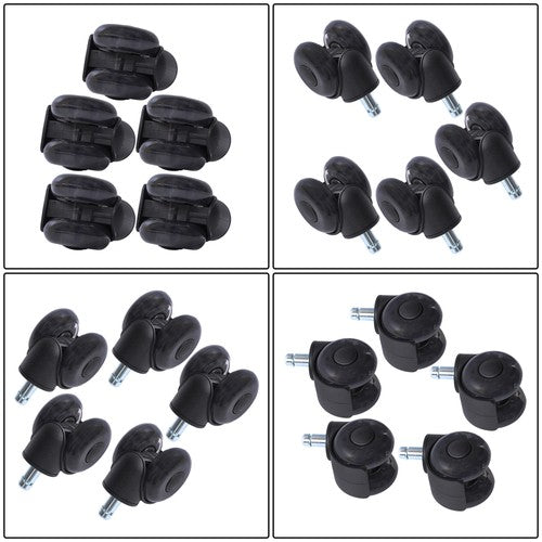 DURAFORCE 5-piece set 2" Office Chair Rubber Caster Swivel Wheels Black, 360° steering