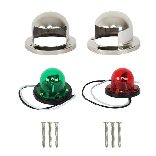 DURAFORCE Pair of Marine Yacht Pontoons Stainless Steel LED Bow Navigation Lights 12V