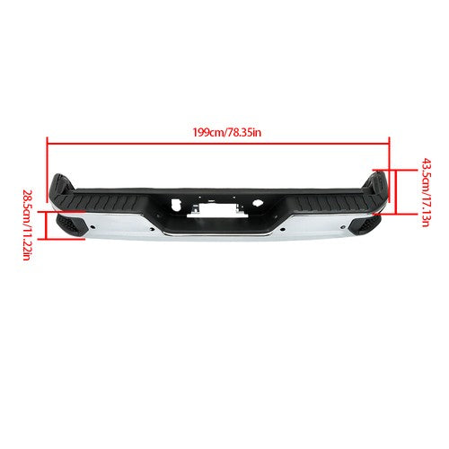 DURAFORCE Steel Chrome Rear Bumper With Sensor Holes For Silverado/Sierra 1500 2019-2023