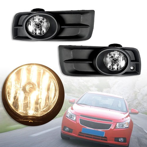 DURAFORCE Halogen Fog Lights w/Wiring+Switch+Bezles For 2010-2014 Chevy Cruze LH+RH Side