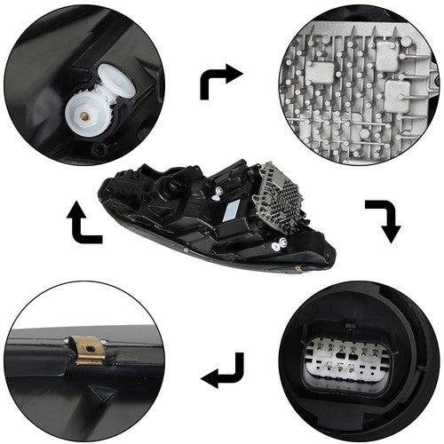 DURAFORCE Fit For Jeep Cherokee 2019-2022 Headlight Projector LH/Left Side LED Replacement