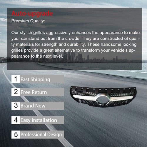 DURAFORCE Front Bumper Grille Plastic Black Fit For 2013-2016 Mercedes Benz W117 CLA250
