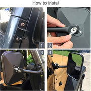 DURAFORCE Quick Release Side Hinge View Mirrors for Jeep Wrangler TJ JK 1997-2018