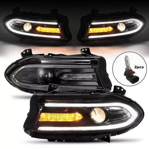 DURAFORCE Pair LED DRL Projector Headlights Assemblies for Dodge Charger 2015 2023 LH RH
