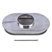 DURAFORCE 15" Oval Half Finned Polished Aluminum Air Cleaner Filter For SBC BBC Chevy 350
