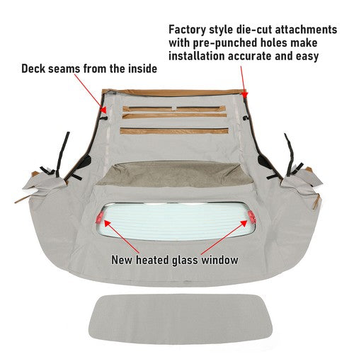 DURAFORCE For 05-14 Ford Mustang Convertible Soft Top & Heated Glass Window Sailcloth Tan