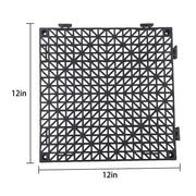 DURAFORCE 50 Pack Interlocking Deck Tiles PP Drainage Tiles Floor Tiles 12 x 12 inch Black