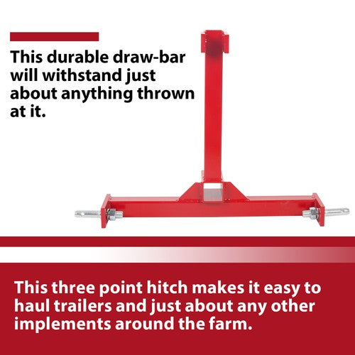 3 Point 2 Inch Receiver Trailer Tow Hitch Category 1 Tractor Drawbar Attachment