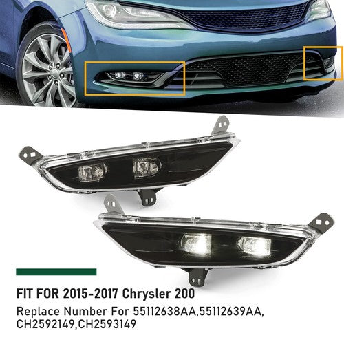 DURAFORCE Fit for CHRYSLER 200 15-17 2015-2017 2016 BUMPER FOG LIGHTS Lamp Pair Clear Lens