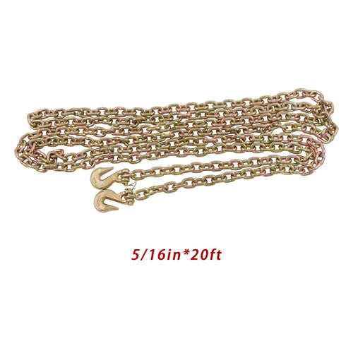 DURAFORCE 2PC 5/16" x 20' G70 Chains Tow Chain Binder Tie Down Flatbed Truck Trailer Chain