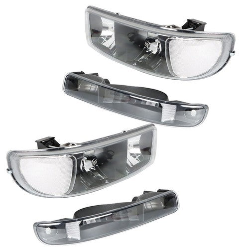 DURAFORCE For GMC Sierra 1500 99-07 & Yukon 00-06 L+R Headlight Replacement Halogen Black