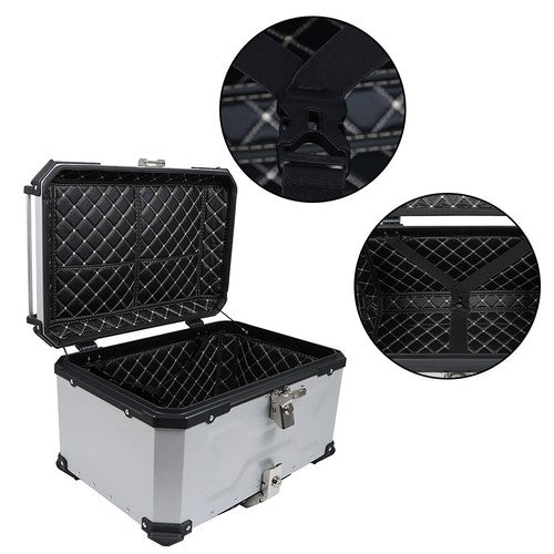 DURAFORCE 65L Top Case Tail Box Waterproof Luggage Scooter Trunk Storage Silver Motorcycle