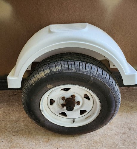 Set of 2 Single Axle Trailer Fenders 13 Wheels Tires Top Step Skirt Boat