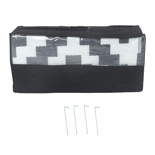 DURAFORCE 9x12 ft Waterproof Outdoor Rug Outdoor Plastic Straw Rug Carpet Black & White