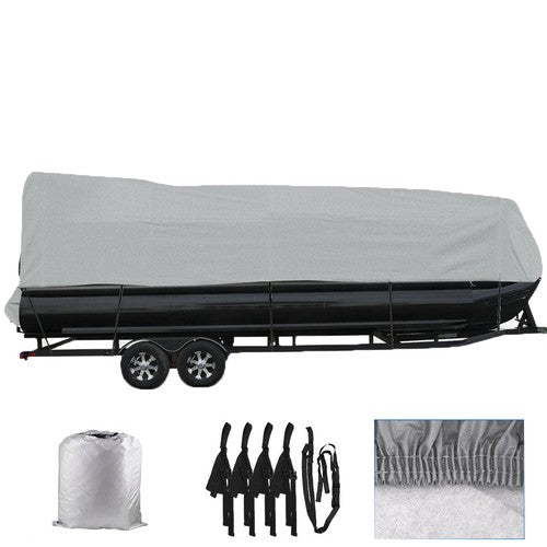 DURAFORCE Boat Cover Waterproof Trailerable Pontoon Fabric Gray 21-24FT