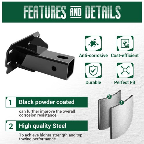 DURAFORCE Black Front 2" Receiver Hitch For Polaris Ranger 1000 XP / Northstar 2018-2024