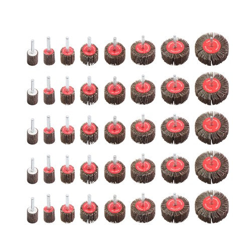DURAFORCE 40 Pack 1/4 Inch 80 Grit Cylindrical Shape Sanding Wheels 8 Sizes Flap Wheel Set