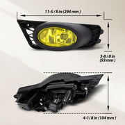 DURAFORCE For 2009 2010 2011 Honda Civic Sedan Fog Lights W/ Wiring & Switch Yellow Lens