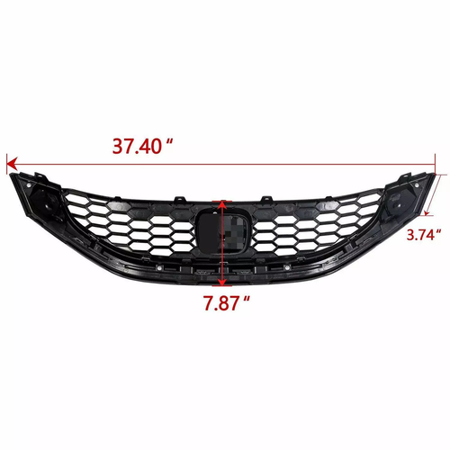 FIT 2013-2015 Honda Civic Sedan Front Bumper Upper Grille Grill W/Chrome Trim