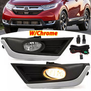 DURAFORCE For 2017 2018 2019 Honda CR-V CRV Front Fog Lights Lamps w/Bulbs+Switch+Wiring