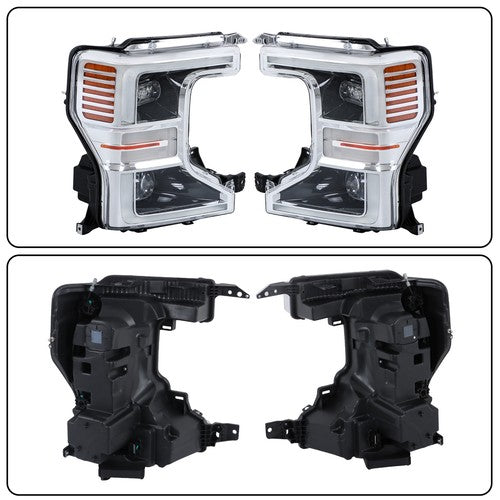 DURAFORCE Headlights Replacement For Ford F250 F350 SuperDuty 2020-2022 LH+RH LED Chrome