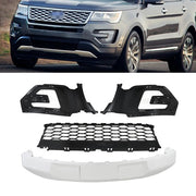 DURAFORCE Compatible For 2016-2017 Ford Explorer Front Grille+Fog Light Frame*2+Skid Plate