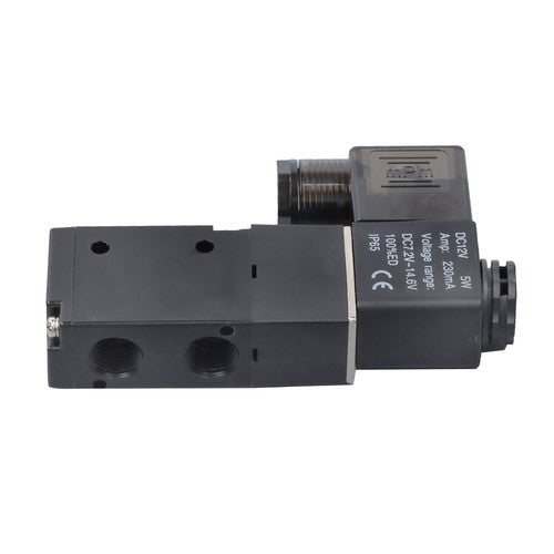DURAFORCE DC 12V 3-Way 2 Position 1/4"PT Pneumatic Air Control NC Solenoid Valve w/ Light