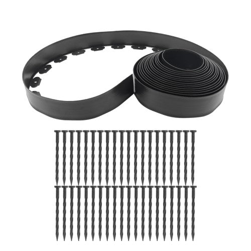 DURAFORCE No Dig Lawn Border L-shaped Lawn Garden Edging Kit With Anchoring Spikes Plastic