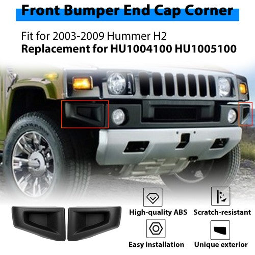 Front Bumper End Cap Corner Plastic for 03-09 Hummer H2 Left and Right Side Textured
