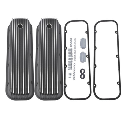 DURAFORCE 3-11/16" Tall Finned Valve Covers Polished Fits Chevy BBC 396-502 1965-1995
