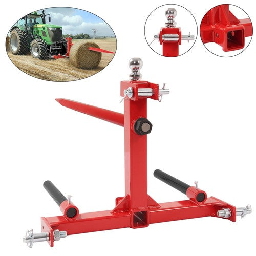 DURAFORCE 3 Point Hay Bale Spear Receiver Hitch Cat 1 Tractor W/Gooseneck Ball 3000 LB