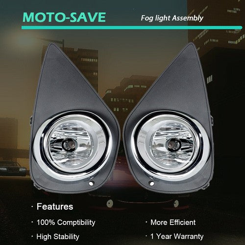 DURAFORCE Pair Fog Lights Assembly Wiring+Switch+Cover For 15-16 Toyota Yaris 8122002110