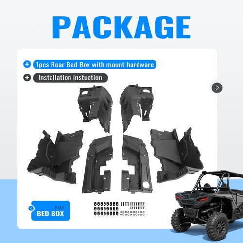 Polaris RZR XP Turbo 4 Left Right Section Textured Rear Bed Box for 2014-2023