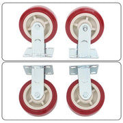 DURAFORCE Four 6" red industrial casters 2 with brakes 2 without brakes
