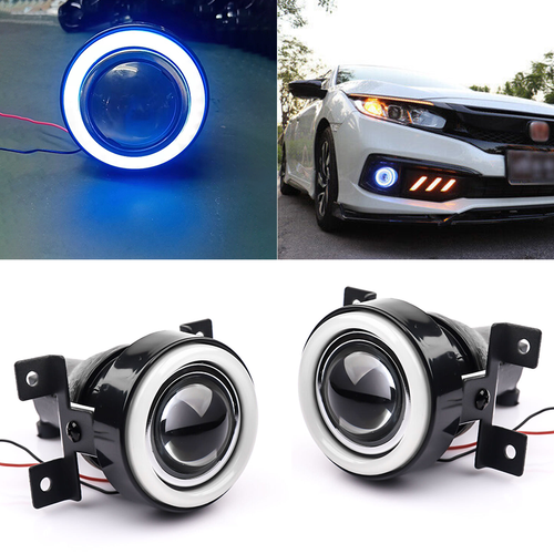 DURAFORCE Blue LED DRL Projector Halo Fog Lights Lamps for 2016-2021 for Honda Civic