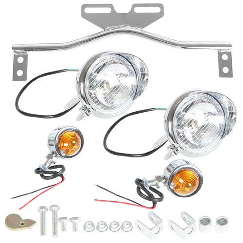 DURAFORCE Chrome Driving Spot Fog Light Bar W/ Bracket Turn Signal For Motorcycle Honda