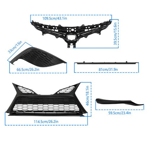 DURAFORCE Plastic For Toyota Camry SE 2021 2022 2023 Front Grille Trim Fog Light Bezel Set