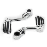 DURAFORCE Chrome Long Highway Foot Pegs For Harley Road King Street Glide 1.25" 1-1/4" Bar