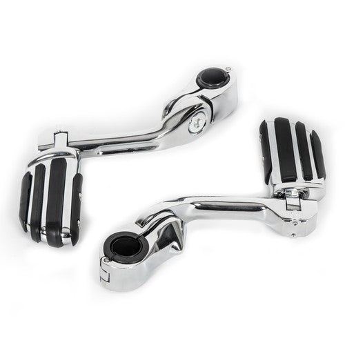 DURAFORCE Chrome Long Highway Foot Pegs For Harley Road King Street Glide 1.25" 1-1/4" Bar