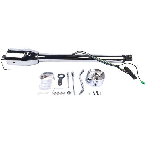 DURAFORCE 30" Chrome Stainless Automatic Steering Column w/9 Hole Wheel Adapter non-keyed