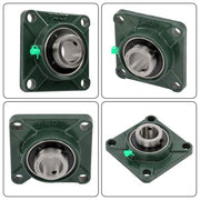 DURAFORCE 2 Pack UCF207-20 Flange Pillow Block Bearing, 1-1/4 inch Bore, Self-Alignment