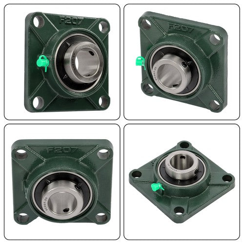 DURAFORCE 2 Pack UCF207-20 Flange Pillow Block Bearing, 1-1/4 inch Bore, Self-Alignment