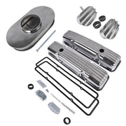 DURAFORCE Polished Valve Cover Air PCV Breather 15" Full Finned Air Cleaner For 58-86 SBC