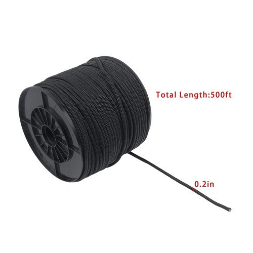 DURAFORCE Black Nylon Solid Braid Rope High UV & Abrasion Resistance 1/4 Inch × 500ft