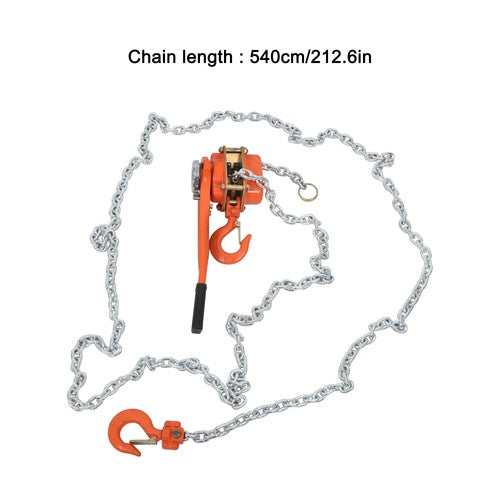 DURAFORCE 1.5 Ton Manual Lever Chain Hoist, 3300LB Capacity, 360° Hook, 20FT G80 Chain