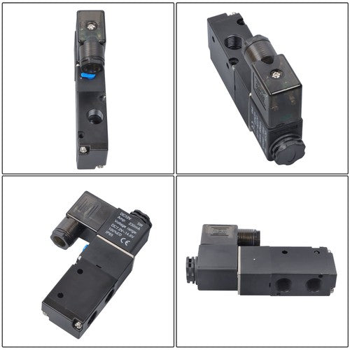 DURAFORCE DC 12V 3-Way 2 Position 1/4"PT Pneumatic Air Control NC Solenoid Valve w/ Light